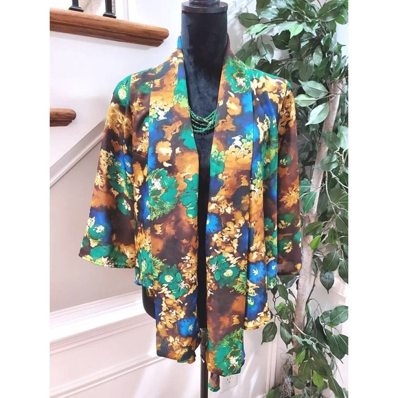 Ese Women's Multicolor Polyester Long Sleeve Open Front Casual Jacket Size Small - Picture 1 of 10